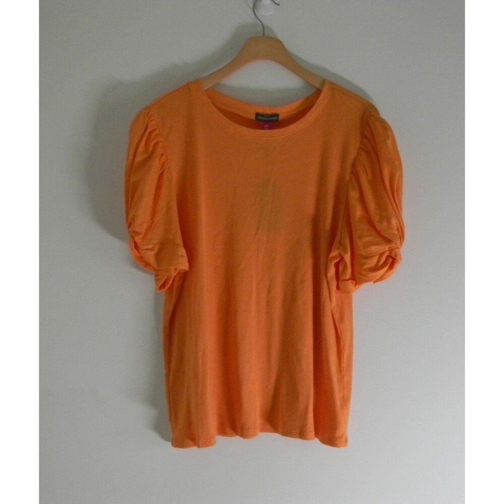 Vince Camuto Ribbed Orange Balloon Sleeve Top XXL Tangerine Pull-over NWT